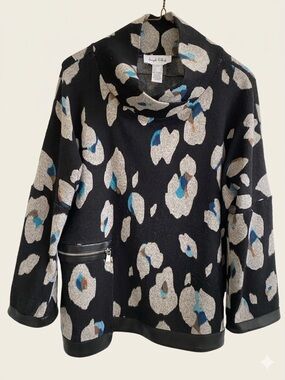 Joseph Ribkoff Abstract Animal Print Cowel Neck Top Size 6